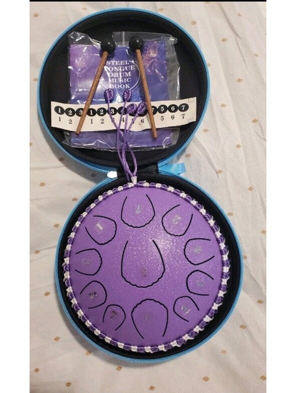 Steel Tongue Drum 11 Notes 8 Inches Purple Blue Outdoor Musical Instrument Gift